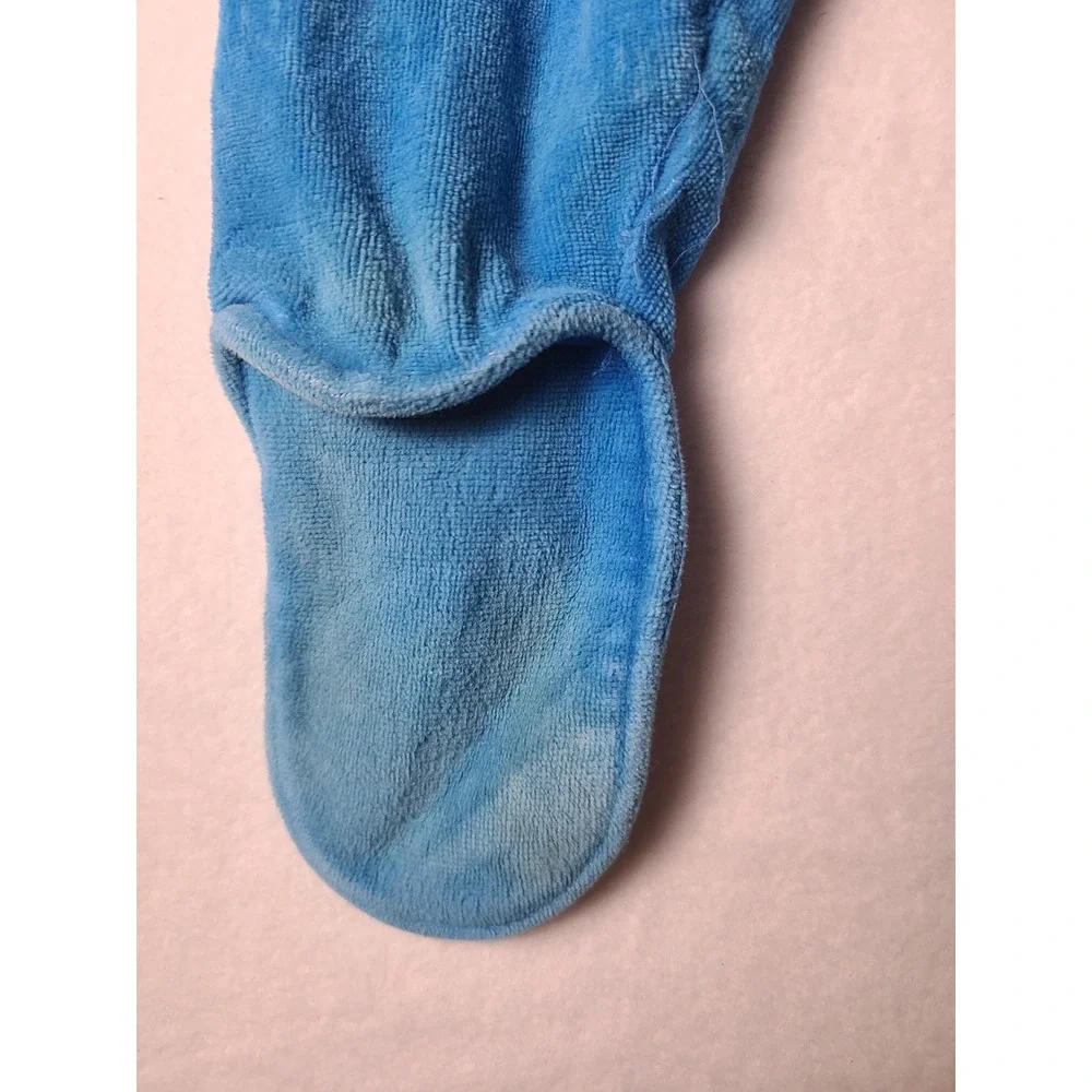 VTG Benay's Basics Footed Sleeper Kids Blue Velour Zip Up Pajamas Y2K Retro 90s